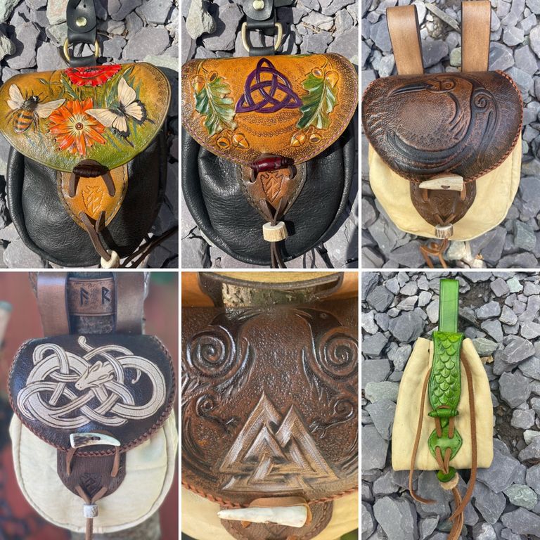 Drawstring leather bags